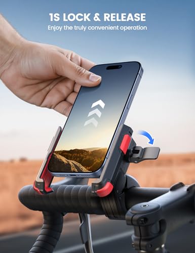 Lamicall Motorcycle Bike Phone Mount, 1s Quick Release Bike Phone Holder - color: Red