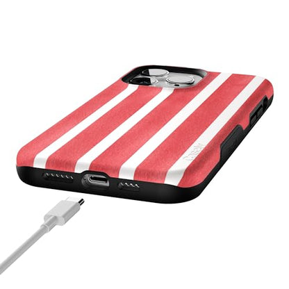 Casely iPhone 14 Pro Max Case | East Coast Summer | Red Stripes | Bold Protective Design | Compatible with MagSafe - color: East Coast Summer | Red Stripes