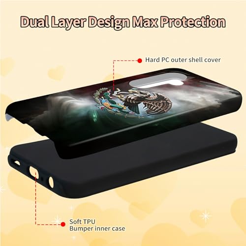 Mexican Eagle Phone Case for Samsung Galaxy S25, Dual Layer Shockproof Rugged Cover with Soft TPU + Hard PC, Anti-Scratch Slim Fit Wireless Charging Compatible - color: Mexican Eagle, size: 6.2" Galaxy S25