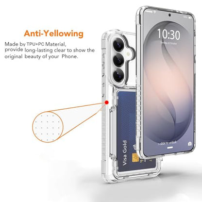 Wallet Case for Samsung Galaxy S26 with 3 Credit Card Holder Clear | Slot Shockproof Hybrid Heavy Duty Protection Clear Phone Cover Compatible with Galaxy S26 6.3 Inch (Clear) - color: Clear, size: Samsung Galaxy S26