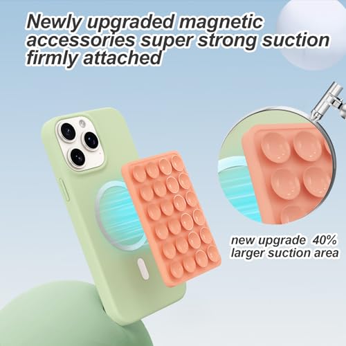 Magnetic Suction Phone Mount for MagSafe Case,Silicone Sticky (Orange) - color: Orange