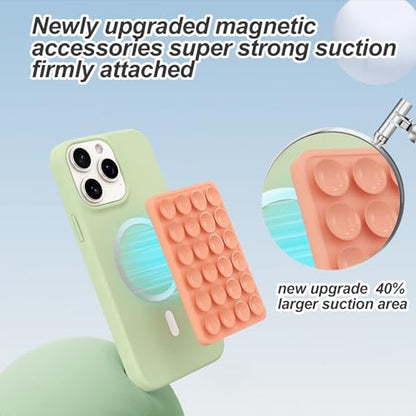 Magnetic Suction Phone Mount for MagSafe Case,Silicone Sticky (Orange) - color: Orange