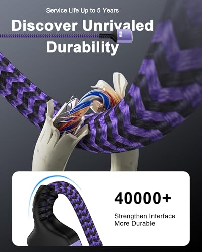 140W MagSafe 3 Cable 6.6ft, Mac Charging Cable for Apple MacBook Pro/Air - color: Purple