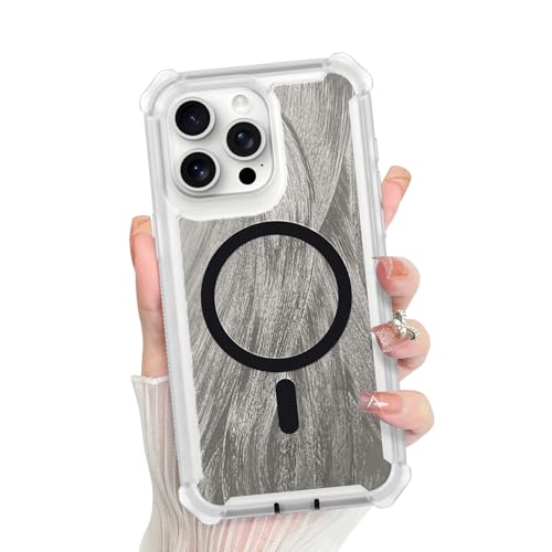 Bonoma for iPhone 15 Pro Max Case Hard Back Crystal Corner -Black | Magnetic Support for MagSafe Shockproof Cover, and High-Duty Protection for Girls Women - color: Black(Shockproof), size: iPhone 15 Pro Max