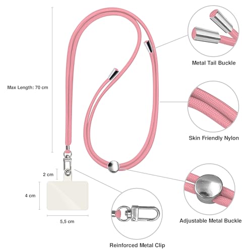 TBOC 2X Cell Phone Lanyard [Pink] - Comfortable Universal Smartphone Lanyard - Easy to Use Neck Phone Holder [White Ice Patch] - Adjustable Length Phone Strap Crossbody - Fits All Mobile Phones - color: Pink