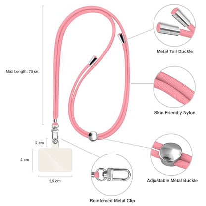 TBOC 2X Cell Phone Lanyard [Pink] - Comfortable Universal Smartphone Lanyard - Easy to Use Neck Phone Holder [White Ice Patch] - Adjustable Length Phone Strap Crossbody - Fits All Mobile Phones - color: Pink
