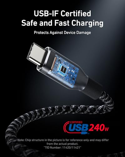 Anker Prime USB C to USB C Cable, 240W Fast Charging Durable Cable (6 ft) - size: 6FT