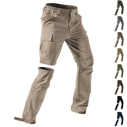 Mens Cargo Pants Convertible Zip-Off Waterproof Work Pants Lightweight with Multi Pockets Stretch Tactical Hiking Pant - color: 11#camel, size: XX-Large