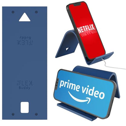 iFLEX Buddy Cell Phone and Tablet Stand Companion - Ideal for Air Travel, Work, and Home Use - Flexible Holder for All Mobile Devices - The Ultimate iPhone Cell Phone Stand Solution - color: Blueberry