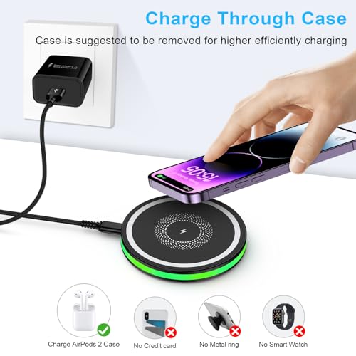 Samsung Galaxy S26 Ultra Wireless Charger Fast Charging Pad for Galaxy S26 Ultra S26 S25 S24 S23 Wireless Phone Charger Android Charging Station Cargador Inalámbrico para for iPhone 17e 17 Pro Max 16