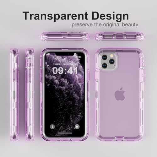 Follaroma for iPhone 11 Pro Max Case, 6.5 inch, Crystal Purple | Heavy Duty Shockproof Protection Phone Cases, Anti-Drop, Military Grade Dual Layer Transparent Rugged Protective Cover - color: Purple, size: iPhone 11 Pro Max 6.5‘’