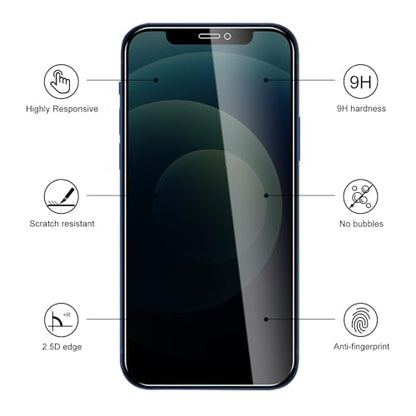 3 Pack Privacy Screen Protector for iPhone 12 Mini with 3 Pack Camera Lens Protector, 9H Hardness Double Shatterproof Anti-Spy Tempered Glass Film, Easy Installation - size: iPhone 12 Mini