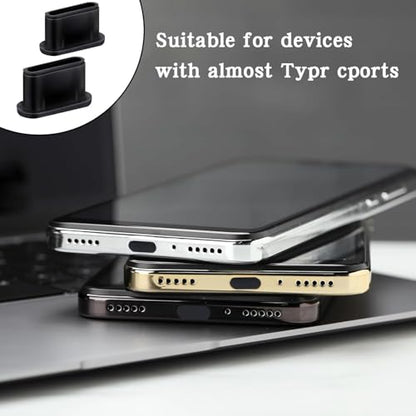 USB C Plug Cover Dust Plug, Black, Silicone, 20 Pcs