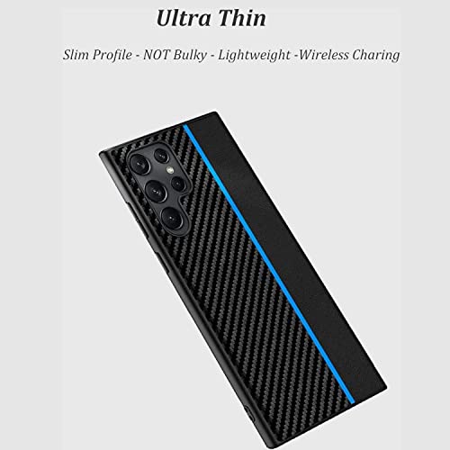 for Samsung Galaxy S23 Ultra Case: Blue | Slim Thin, Carbon Fiber Classic Pattern Design, Soft Hybrid TPU Bumper, Shockproof Protective Cell Phone Cover - color: Blue