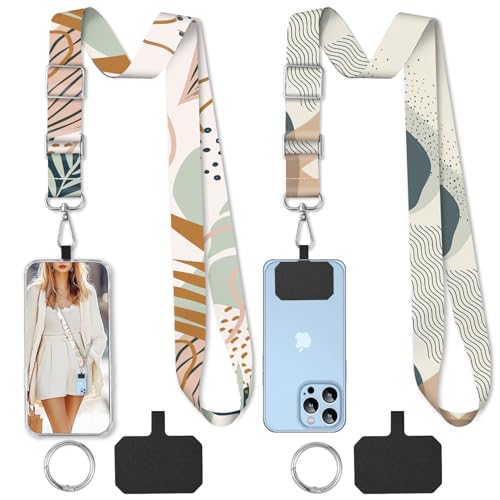 2 Pack Phone Lanyard Cell Phone Lanyard Crossbody Adjustable Phone Strap for Use Around the Neck Cell Phone Lanyard - color: Desert Leaf