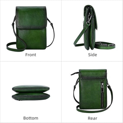 Iswee Rfid Blocking Small Crossbody Bag for Women Travel Classic Style | Genuine Leather,Adjustable Shoulder Strap,Fits 6.9" Phone,Anti-Theft Purse,Perfect for Daily Use and Weekend Travel - color: Green