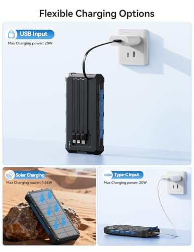 Solar Charger Portable Power Bank 20000mah External Battery Pack for iphone - color: Nary