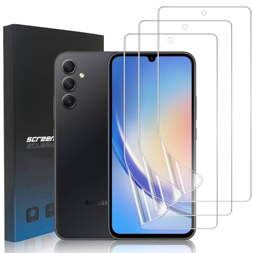 3 Pack Screen Protector for Samsung Galaxy A34 [Not Glass], Full Coverage Soft Flexible TPU Film for Galaxy A34 5G/4G 6.6", Anti-Bubble HD Clear Hydrogel Film, Support Fingerprint Reader - size: Samsung Galaxy A34 5G