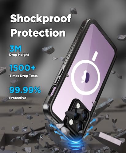 Beeasy for iPhone 14 Pro Max Waterproof Case with Magsafe, IP68 Underwater Military Grade, Phone Case with Shockproof, Dustproof, Rugged 360 Full Body Protection Cover with Built-in Screen Protector - size: iPhone 14 Pro Max (6.7")