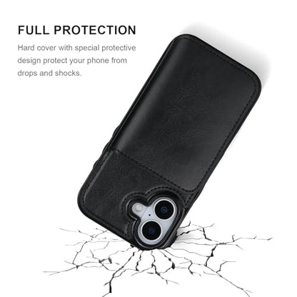 KIHUWEY Compatible with iPhone 17 Wallet Case Credit Card Holder, Premium Leather Kickstand Flip Hidden Magnetic Clasp Durable Shockproof Protective Cover for iPhone 17 6.3 inch (Black) - color: Black