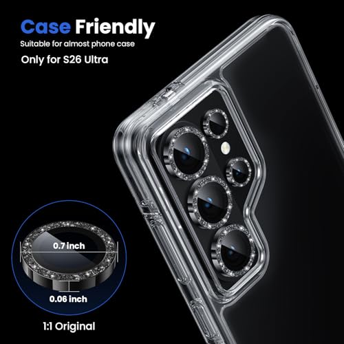 WSKEN for Samsung Galaxy S26 Ultra Camera Lens Protector - Ultra Thin - color: Glitter Black