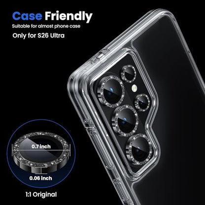 WSKEN for Samsung Galaxy S26 Ultra Camera Lens Protector - Ultra Thin - color: Glitter Black