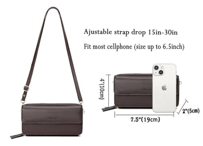 RFID Crossbody Wallet Wristlet Purse with Phone Pocket For Women Vegan Leather - color: Brown Coffee
