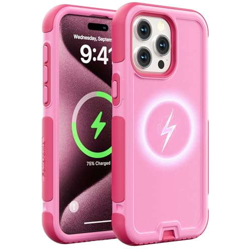 Follaroma for iPhone 15 Pro Max Case, Compatible with MagSafe, Heavy Duty Shockproof Protective Phone Case, Anti-Drop Protection, Dual Layer Magnetic Phone Cover for iPhone 15 Pro Max, 6.7", Pink - color: Pink, size: iPhone 15 Pro Max 6.7''