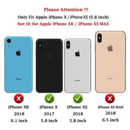 for iPhone X/iPhone Xs Case: Dual Layer Protective Heavy Duty Cell Phone Case Shockproof Rugged Bumper Tough with Screen Protector - Military Grade Drop Tested for Appple iPhone X/iPhone Xs, Green - color: Mint Green (PC) + Mint Green (TPU)