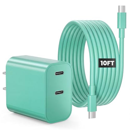 iPhone 18 17 16 15 Charger Fast Charging, 20W Dual Port USB C Charger Block - color: Green