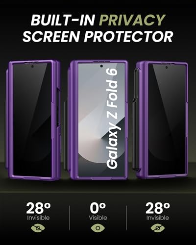 for Samsung Galaxy Z Fold 6 Case with S Pen Holder, Dark Purple - color: Dark Purple-Y