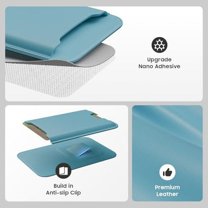 Musotica 2 Packs Phone Card Holder, Leather Phone Wallet Stick on, Stronger Nano Adhesive Credit Card Holder for Back of Phone Case, With RFID Blocking, Fit 4 Cards for iPhone, Samsung, and Android - color: SkyBlue