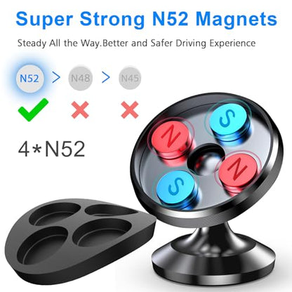 【2-Pack】Magnetic Phone Holder for Car Dash Strong Magnetic Car Phone Mount - color: Black