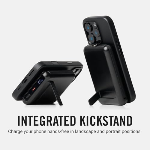 Ridge 20W Magnetic Power Bank Battery Pack 10,000mAh - Fast Charging, Compatible with MagSafe - Portable Charger Flight-Safe Travel Powerbank - Built-in Cables & Magnetic Attachment (Matte Black) - color: Matte Black