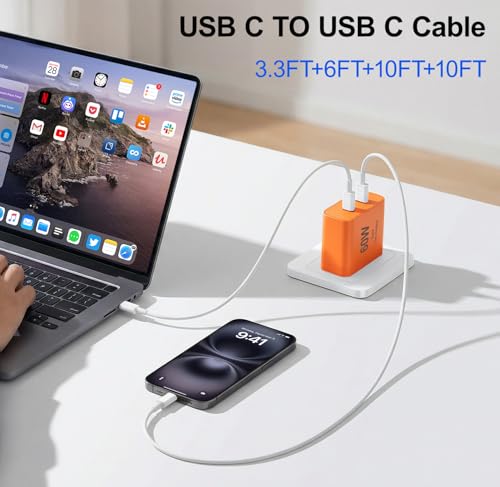 iPhone 17 Charger, 45W Dual Port USB C Charger Block, Orange - color: Orange