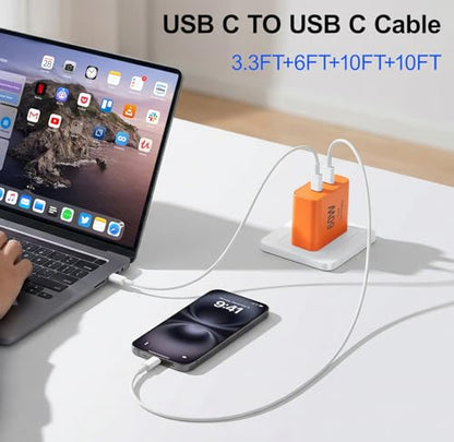 iPhone 17 Charger, 45W Dual Port USB C Charger Block, Orange - color: Orange