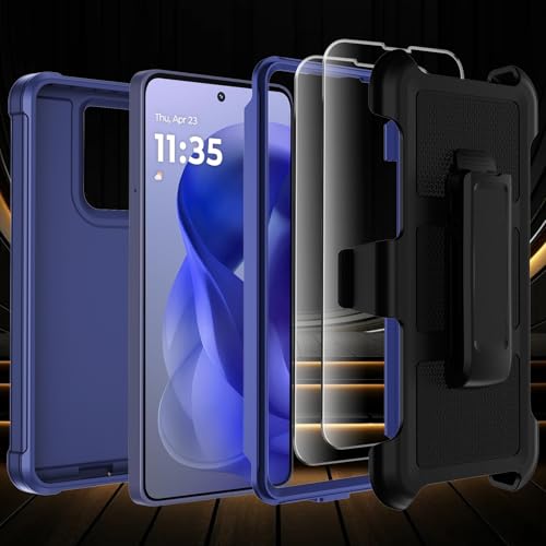 for Moto G Power 5G 2026/2025 Case with Belt Clip Holster,Military Grade Anti-Drop Shockproof Defender Phone Cases 2X Screen Protector,2 Layers Rugged Heavy Duty Protective Bumper Cover (Blue) - color: Blue
