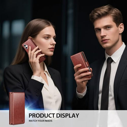 Compatible with iPhone 17 Case Wallet with Card Holder [7 Card Slot] Women Men,RFID Blocking Luxury PU Leather Phone Case Flip Folio Protector Cover Credit Card Slot Kickstand,Brown - color: Brown, size: iPhone 17