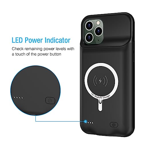 Battery Case for iPhone 11 Pro, Enhanced 10000mAh Portable Protective Wireless Charging Case Support Carplay Compatible with iPhone 11 Pro (5.8 inch) Rechargeable Extended Battery Charger Case (Black) - size: iPhone 11 Pro