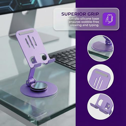 Universal Metal Cell Phone Stand, Multi-Angel Adjustable 360° Rotation Non-Slip Metal Phone Stents(Starry Sky Purple) - color: Starry Sky Purple