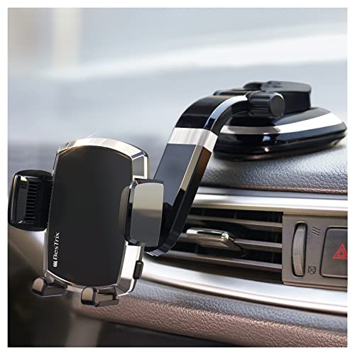 Bestrix SmartClamp Car Phone Mount | Dashboard Cell Phone Car Phone Holder Compatible with iPhone 13 12 11 Pro, Xr, Xs, XS MAX,XR,X, Galaxy S20 Note 20 Ultra & All Smartphones