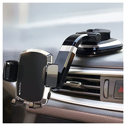 Bestrix SmartClamp Car Phone Mount | Dashboard Cell Phone Car Phone Holder Compatible with iPhone 13 12 11 Pro, Xr, Xs, XS MAX,XR,X, Galaxy S20 Note 20 Ultra & All Smartphones