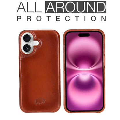 BLACKBROOK Wallet Case for iPhone 16 – Burkley 2-in-1 Detachable Folio, MagSafe Compatible, RFID Blocking – Full Grain Leather with Natural Patina, 3 Card Slots, Premium Gift Box - color: Burnished Tan, size: iPhone 16