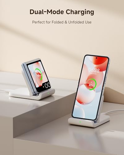 Foldable Wireless Charging Stand for Galaxy Z Flip 8 & Moto Razr Series - color: White