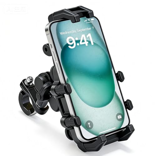 Motorcycle Phone Mount Holder, 8-Claw Anti-Shake Bike Phone Mount with Vibration Dampener,Fits 5.5-8.0" Phones for Motorcycle, Bicycle, Scooter, ATV