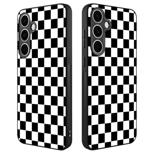 Compatible with Samsung Galaxy S24 Fe Case Checkered Pattern | Anti-Scratch Hard PC Back, Non-Slip Soft TPU Sides, Shockproof Protection Cover - color: Checkered