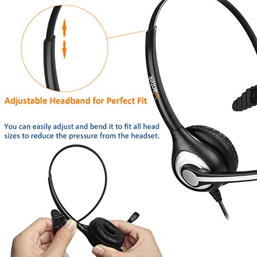 Wantek Corded Telephone Headset Mono w/Noise Canceling Mic for ShoreTel Plantronics Polycom Zultys Toshiba NEC Aspire Dterm Nortel Norstar Meridian Siemens ROLM Packet8 Landline Deskphones(F600S2)