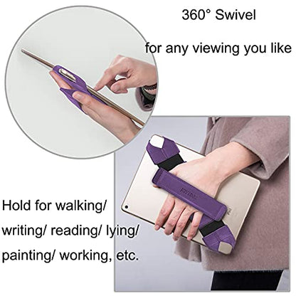 Universal Tablet Hand Strap Holder, Joylink 360 Degrees Swivel Leather Handle Grip with Elastic Belt, Secure & Portable for 7.9" Tablets (Samsung Asus Acer Google Kindle iPad Mini), Purple - color: Purple