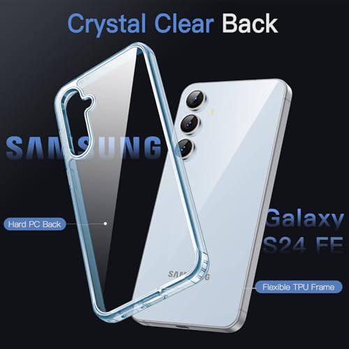 JETech Case for Samsung Galaxy S24 FE, Non-Yellowing Shockproof Bumper Protective Phone Cover, Anti-Scratch Hard PC Back (Blue) - color: Blue, size: Galaxy S24 FE
