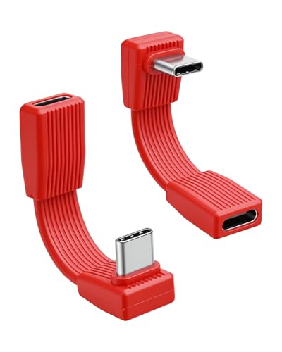 80Gbps Short USB 4 Flat Extension Cable,3.1 USB C Fast Charging Cable,PD 240W 90 Degree USB C Male to USB C Female Extender Cable,8K@60Hz Video Display for Phone,Tablets,Red(0.16FT/2Pack) - style: 2 Red